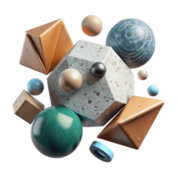 deslumbrante vintage geométrico formas flutuando dentro espaço transparente fundo Prêmio png