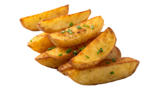 Crispy potato wedges served with herbs png