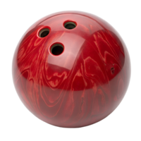 Bright red bowling ball resting on smooth surface png