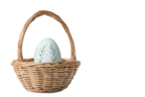 Egg in woven basket on white background png