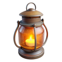 wonderful minimalist Glass Jar Lantern with Warm Lighting Isolated detailed png