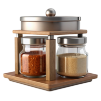 serene modern Glass Jar Spice Rack Kitchen Setting Isolated detailed png