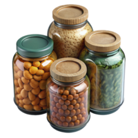 serene minimalist Glass Jars with Dried Foods Cutout png