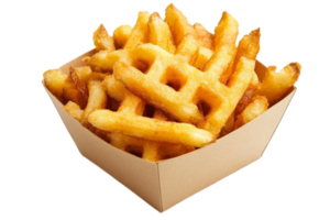 Crispy waffle fries in a paper cup png