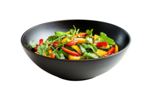Fresh veggie salad in black bowl png