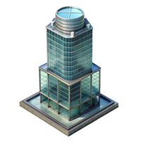 vibrant minimalist Glass Tower Building Top View Transparent Background high resolution png