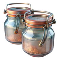 extraordinary abstract Glass Storage Jars with Bamboo Lids Isolated high resolution png