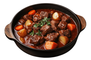 Warm beef stew with carrots and potatoes png