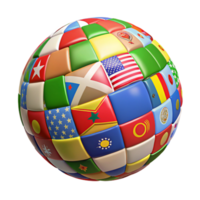 stunning abstract Globe with Flags Representing Linguistic Diversity Cutout original png