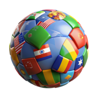 lindo artístico globo com bandeiras representando linguístico diversidade Cortar fora Alto resolução png