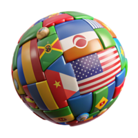 dramatic creative Globe with Flags Representing Linguistic Diversity Cutout high quality png