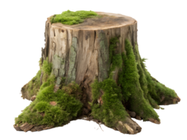 Moss covered tree stump in a natural setting png