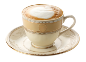 Coffee served in an elegant cup on a plate png