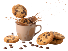 Cookies and chocolate collide in delightful splash png