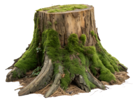 Stump covered with green moss in nature setting png
