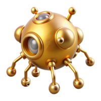 dramatic modern Gold Nanobot Analyzing Cellular Structure Isolated Element original png