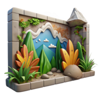 serene rustic Graffiti Art of Nature Scene on Urban Wall Cutout Isolated Element high resolution png