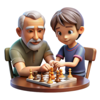 extraordinary traditional Grandfather and Grandson Playing Cards Isolated original png