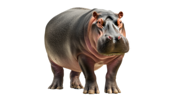Large hippopotamus standing on white background png