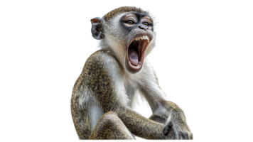 Monkey yawning while sitting and looking playful png