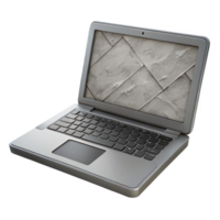 dramatic rustic Gray Laptop with Open Screen Cutout authentic png