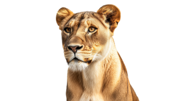 Lioness displaying calm demeanor in studio setting png