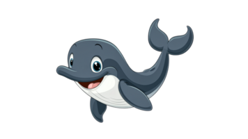 Cartoon whale swimming happily in the ocean background png