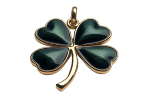 Elegant four leaf clover pendant with green enamel png