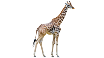 Giraffe walking gracefully in a natural setting transparent png