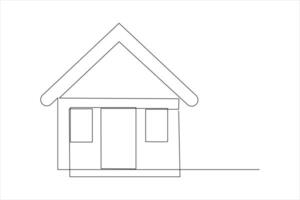 House one line icon drawing of isolated continuous outline icon vector