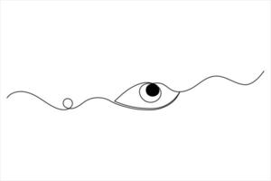 Eye one line drawing and isolated continuous outline illustration vector