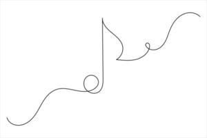 Music notes one line drawing and isolated continuous vector
