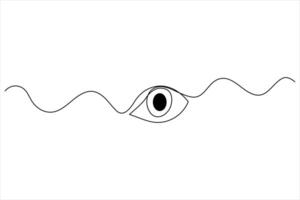 Human eye single line drawing and isolated continuous outline illustration icon vector