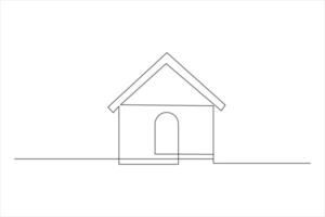 House one line drawing of isolated continuous vector