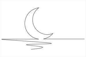 Islamic icon design one line drawing of isolated continuous moon outline design vector