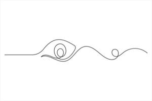 Human eye one line drawing and isolated continuous outline vector