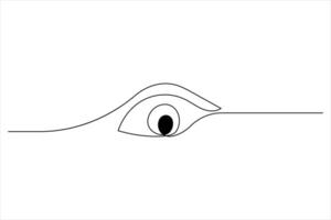 Human eye one line drawing and isolated continuous vector