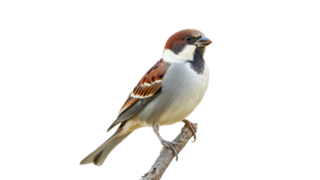 Sparrow perched on a branch in natural light transparent png