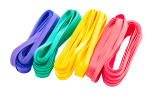 Colorful elastic bands arranged in neat rows png