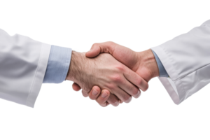 Doctors shaking hands in a professional setting png