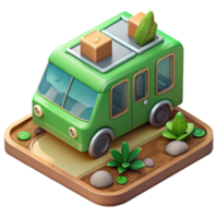 elegant artistic Green Living Machine Concept Isometric Illustration Cutout high quality png