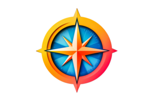 Bright and colorful compass symbol for navigation png