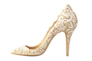 Elegant lace high heel showcasing intricate design png
