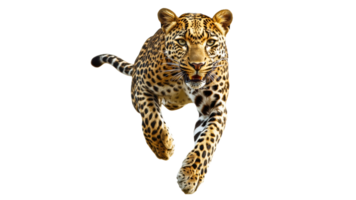 Leopard running swiftly across open terrain png