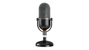 Vintage microphone stands on a black table png