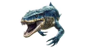 Ancient marine reptile emerging from water png