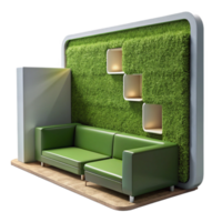 vibrant rustic Green Wall with Integrated Seating Cutout Modern Design high quality png