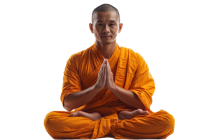 Monk practicing meditation in a serene setting png