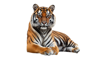 Tiger resting calmly in a serene environment transparent png