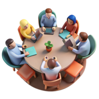 serene modern Group Meeting Around Table Cutout with Top Down View exclusive png